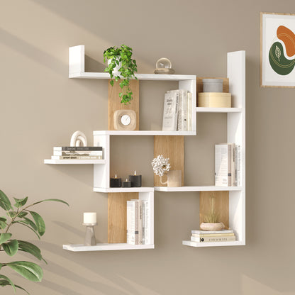 Ραφιέρα Τοίχου Maze Λευκό με Oak 93,3x14,5x90