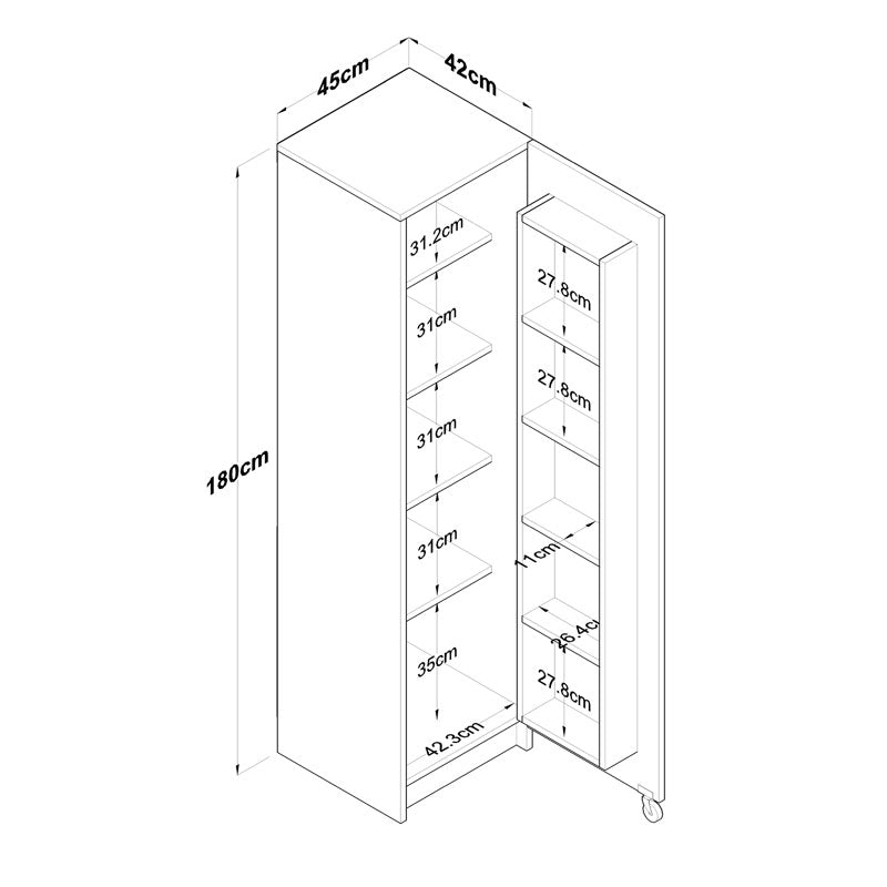 Ντουλάπα Κουζίνας Amre Λευκό 45X42X180