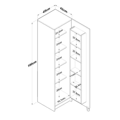 Ντουλάπα Κουζίνας Amre Λευκό 45X42X180