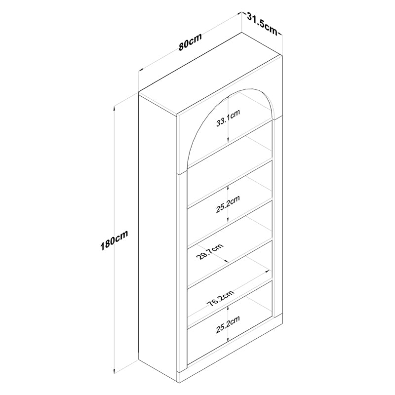 Βιβλιοθήκη Zoel Λευκό Μελαμίνης 80x31.5x180