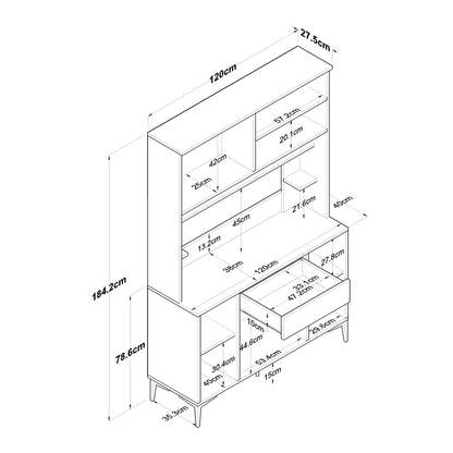 Μπουφές με Ράφι Cordie Λευκό Μελαμίνης 120x40x184.2