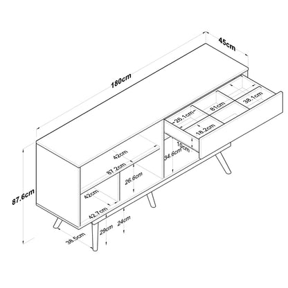 Μπουφές Satava PP σε Λευκή-Καρυδί Απόχρωση 180x45x87.6