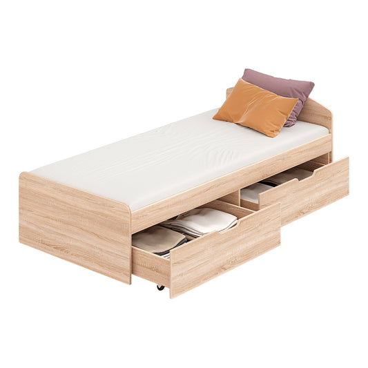 Κρεβάτι Regan με Συρτάρια σε Oak Απόχρωση 90x200εκ