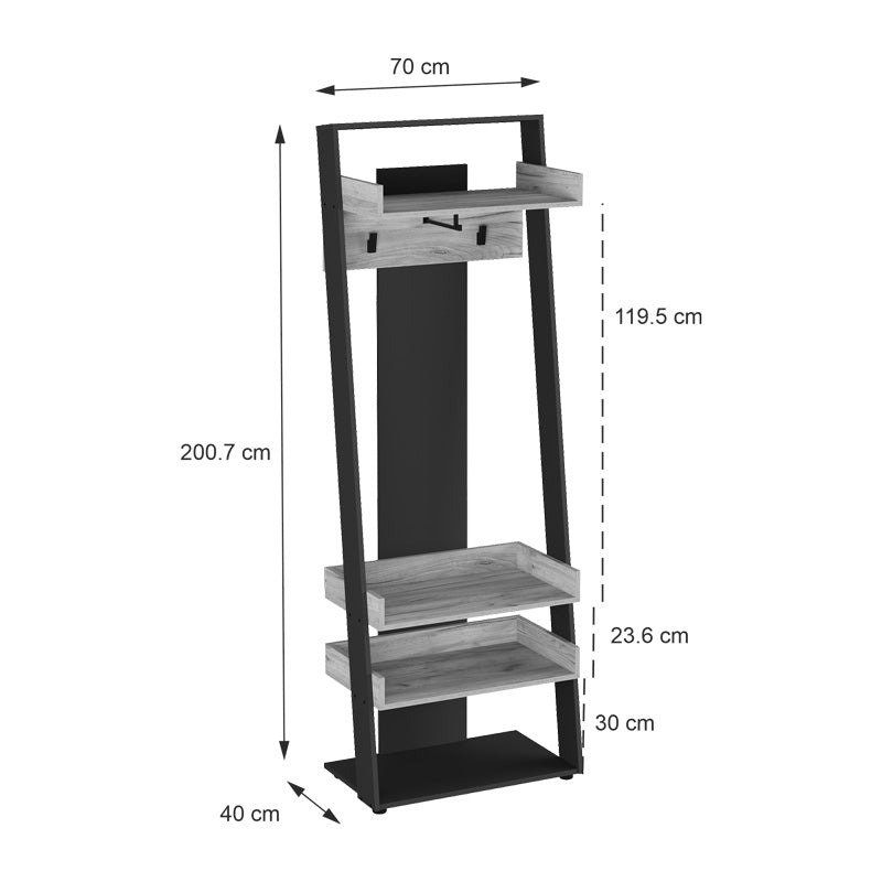 Έπιπλο Εισόδου Sciove σε Ανθρακί-Φυσική Απόχρωση 70x40x200