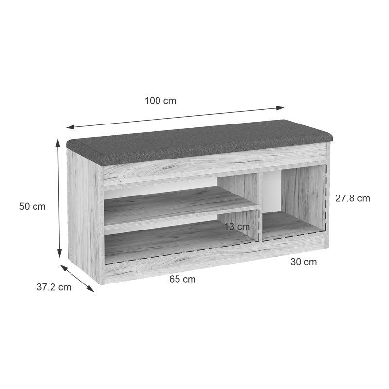 Έπιπλο Εισόδου-Σκαμπό-Παπουτσοθήκη Oriental σε Oak Απόχρωση 100x37.2x50