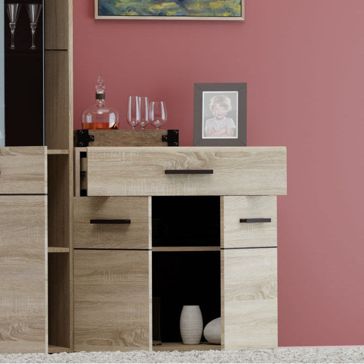 Μπουφές Solo Sonoma με Wenge και MDF Καμπυλωτό Τελείωμα στις Πόρτες 80x34x74