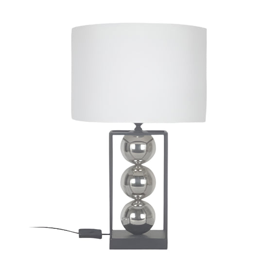 ΕΠΙΤΡΑΠΕΖΙΟ ΦΩΤΙΣΤΙΚΟ ΜΕ ΥΦΑΣΜΑΤΙΝΟ ΚΑΠΕΛΟ ΜΕΤΑΛΛΙΚΟ ΜΑΥΡΟ-ΑΣΗΜΙ-ΛΕΥΚΟ 33x53εκ