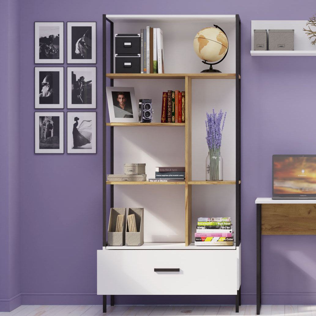 Βιβλιοθήκη Santes Χρυσό Δρυς-Λευκό 90x42x197.5