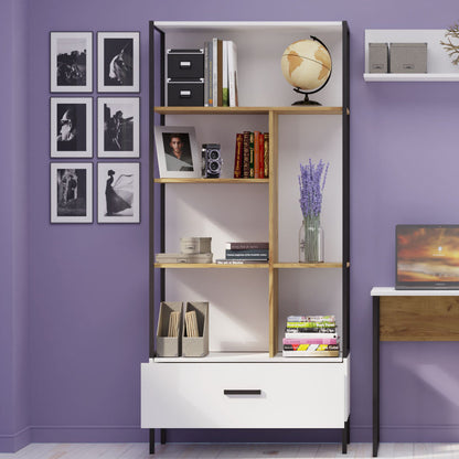 Βιβλιοθήκη Santes Χρυσό Δρυς-Λευκό 90x42x197.5