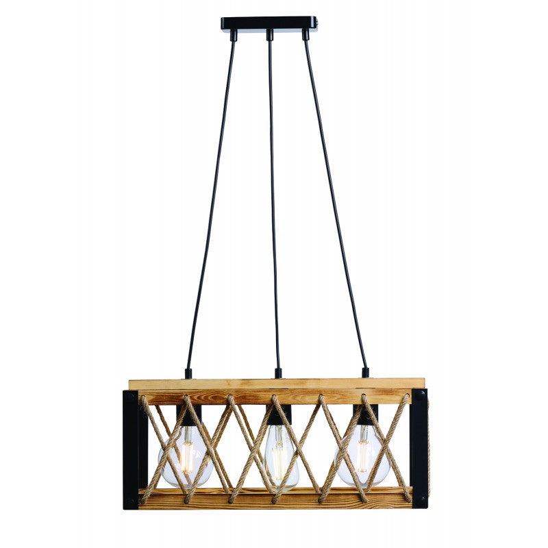 Φωτιστικό Πολύφωτο 3φ Μέταλλο Μαύρο/Ξύλο Ε27