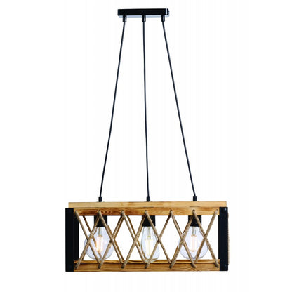 Φωτιστικό Πολύφωτο 3φ Μέταλλο Μαύρο/Ξύλο Ε27