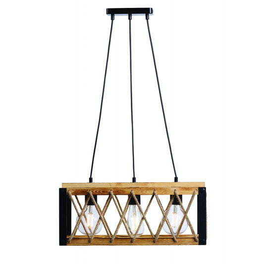 Φωτιστικό Πολύφωτο 3φ Μέταλλο Μαύρο/Ξύλο Ε27