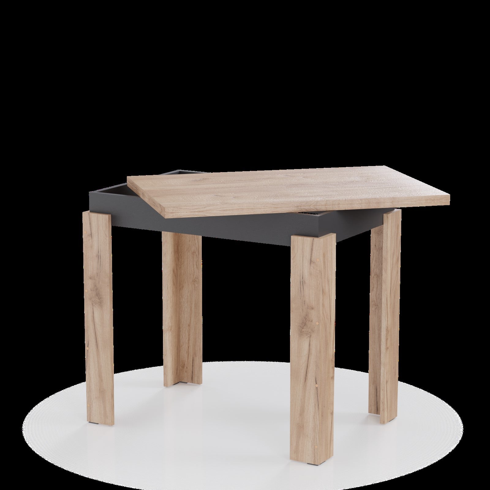 Τραπέζι Επεκτεινόμενο Κουζίνας Family Χρυσό Δρυς-Ανθρακί 90x60x77