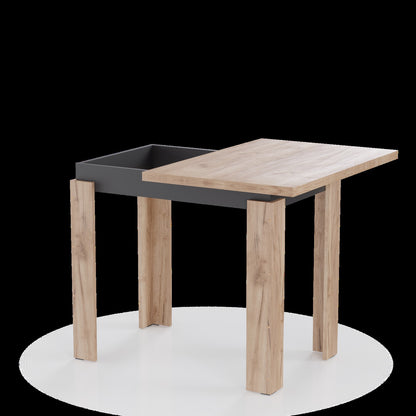 Τραπέζι Επεκτεινόμενο Κουζίνας Family Χρυσό Δρυς-Ανθρακί 90x60x77