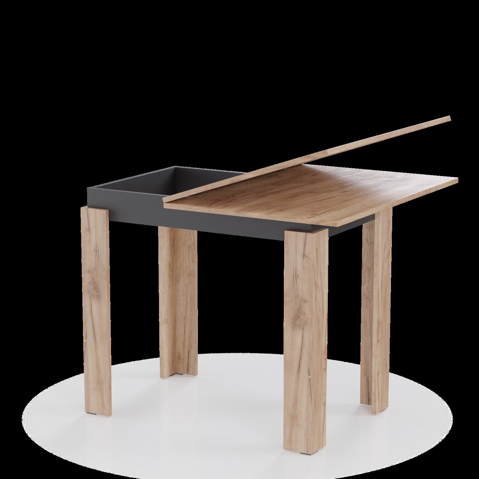 Τραπέζι Επεκτεινόμενο Κουζίνας Family Χρυσό Δρυς-Ανθρακί 90x60x77