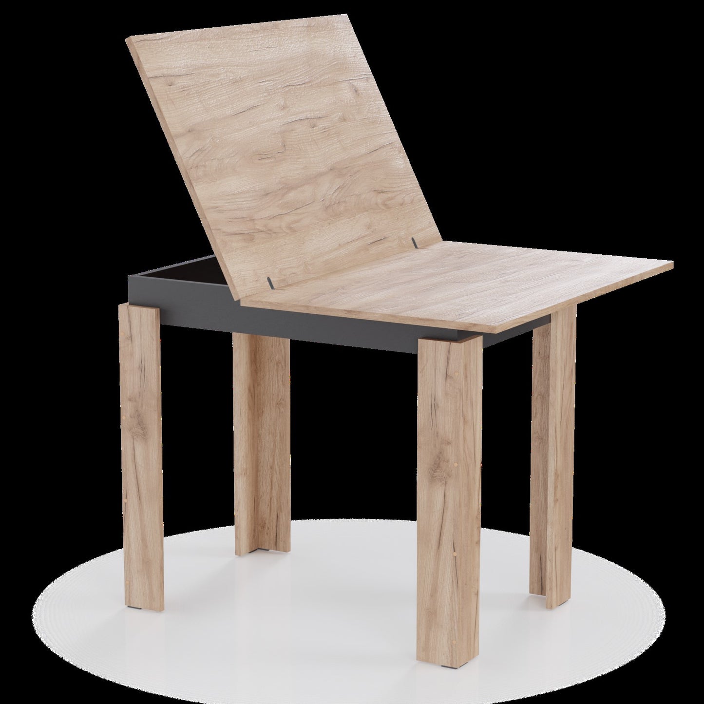 Τραπέζι Επεκτεινόμενο Κουζίνας Family Χρυσό Δρυς-Ανθρακί 90x60x77