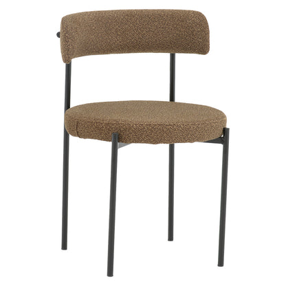 Καρέκλα Crochie Καφέ Μπουκλέ Ύφασμα-Μαύρο Μέταλλο 50X50X77.5