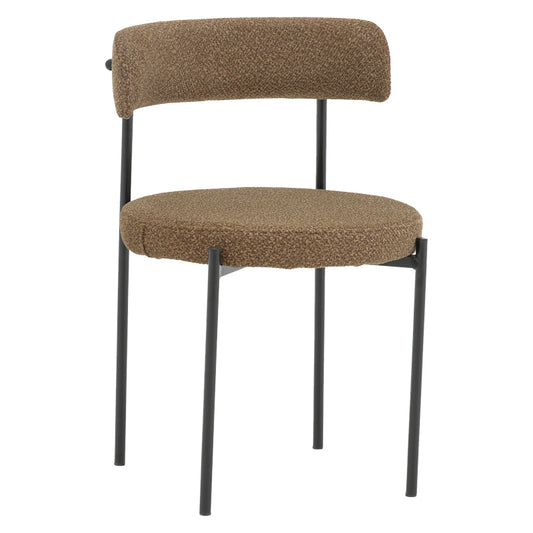 Καρέκλα Crochie Καφέ Μπουκλέ Ύφασμα-Μαύρο Μέταλλο 50X50X77.5