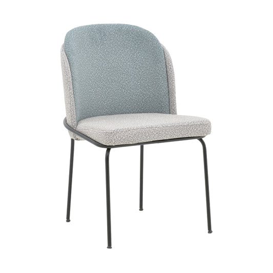 Καρέκλα Dore Γκρι-Γαλάζιο Μπουκλέ Ύφασμα-Μαύρο Μέταλλο 50X47.5X82