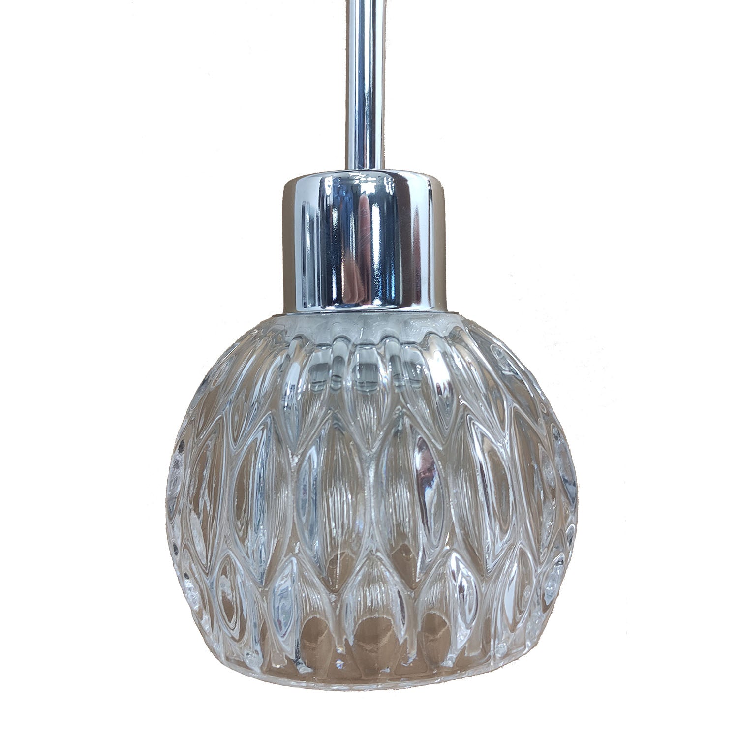 Φωτιστικό Κρεμαστό Μονόφωτο Γυάλινο-Χρώμιο Ε27 Φ11x150