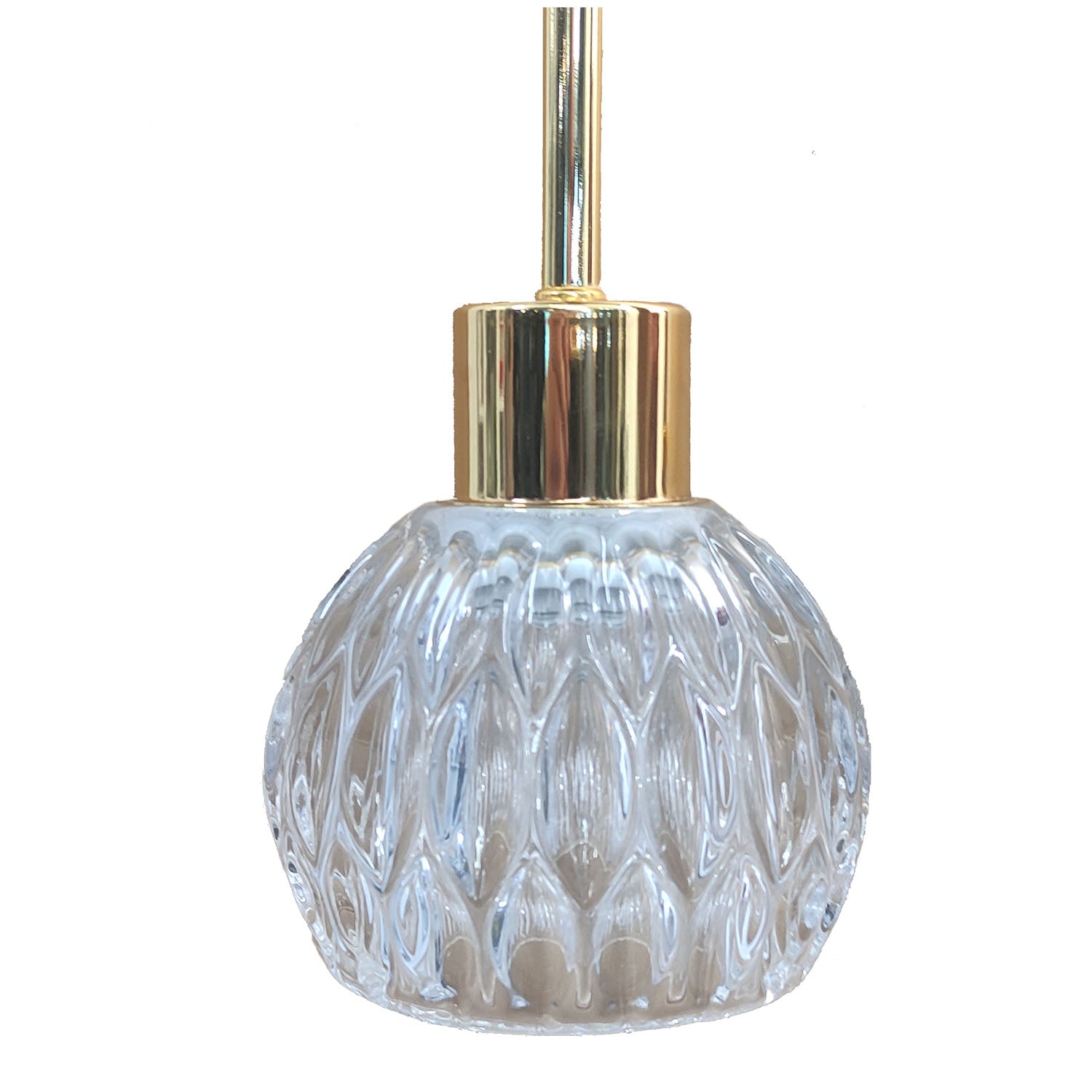 Φωτιστικό Κρεμαστό Μονόφωτο Γυάλινο-Χρυσό Ε27 Φ11x150