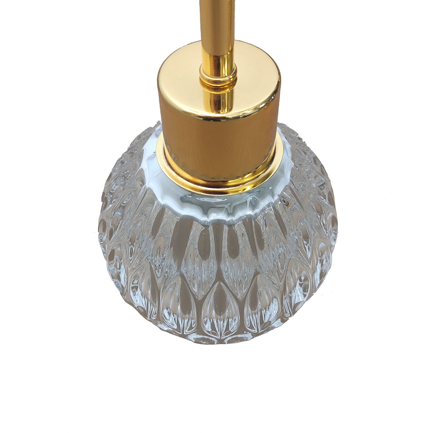 Φωτιστικό Κρεμαστό Μονόφωτο Γυάλινο-Χρυσό Ε27 Φ11x150