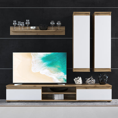 Σύνθετο Σαλονιού Sandro Καρυδί-Λευκό 175x37x160