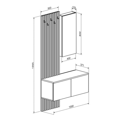 Έπιπλο Εισόδου Arika Λευκό-Sonoma 100X37X199.5