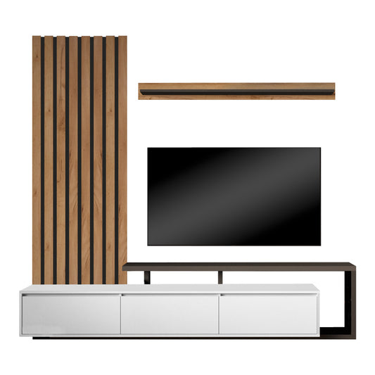 Σύνθετο Σαλονιού Claironse σε Φυσική Απόχρωση-Ανθρακί-Ανοιχτό Γκρι 225x37.6x210