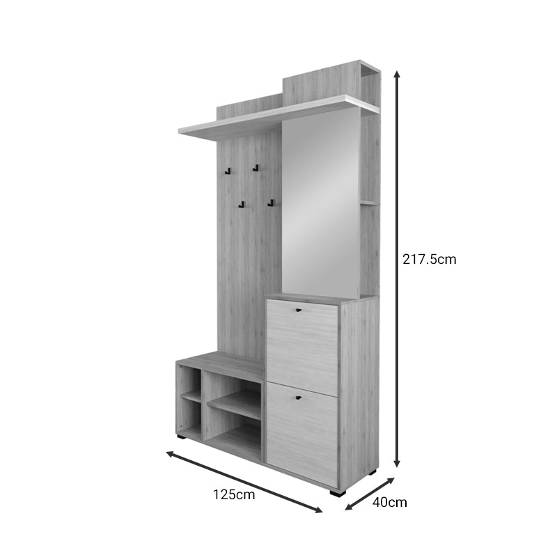 Έπιπλο Εισόδου Louisen Oak-Λευκό Μελαμίνης 125x40x217.5