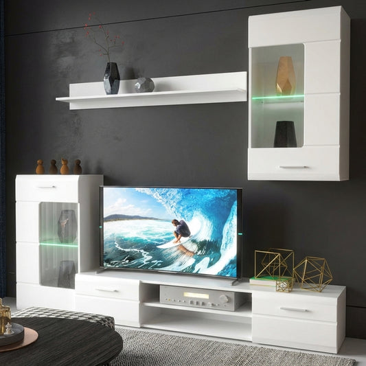 Σύνθετο Σαλονιού Saleto Λευκό 230.2x39.6x202.4