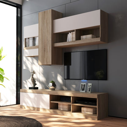 Σύνθετο Σαλονιού Torania Sonoma-Λευκό 185x37x145
