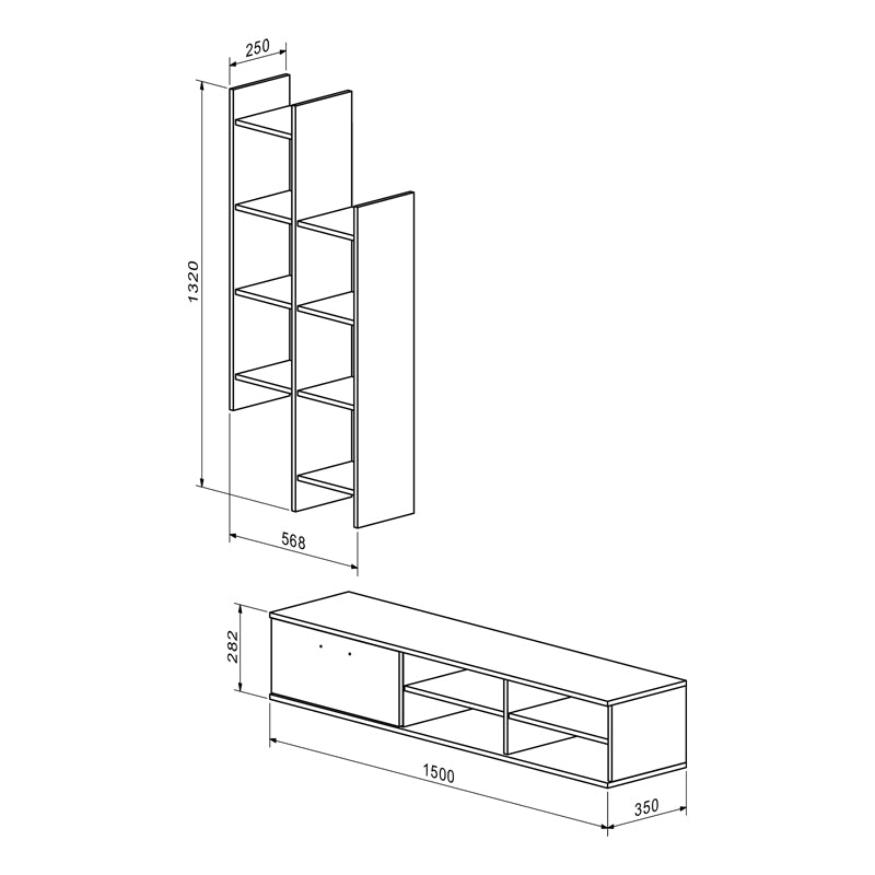 Σύνθετο Σαλονιού Sarona Oak 150x35x160