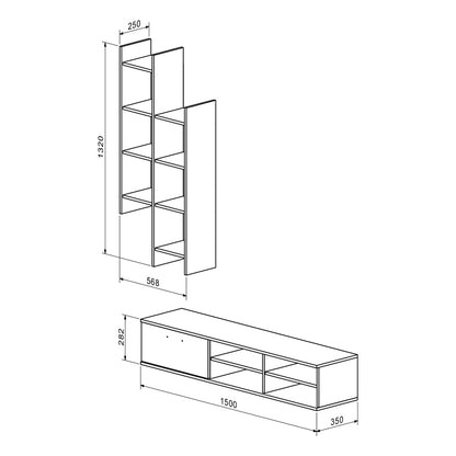Σύνθετο Σαλονιού Sarona Oak 150x35x160
