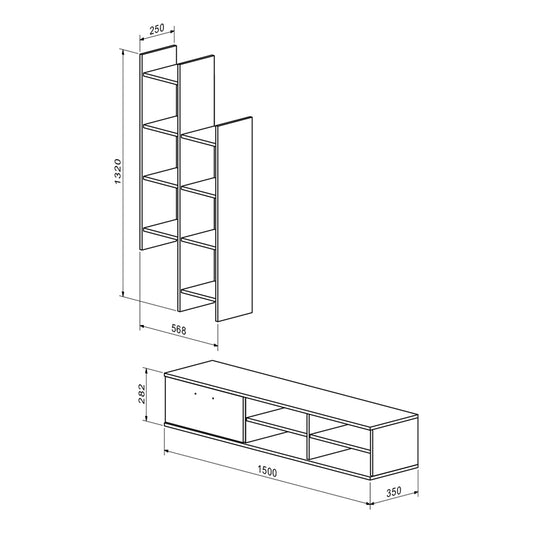 Σύνθετο Σαλονιού Sarona Oak 150x35x160