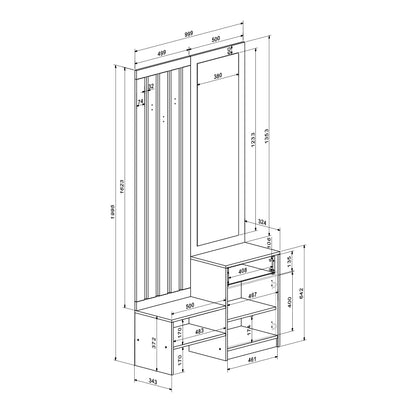 Hallway Furniture with Mirror Citra Sonoma 100x34.3x199.5