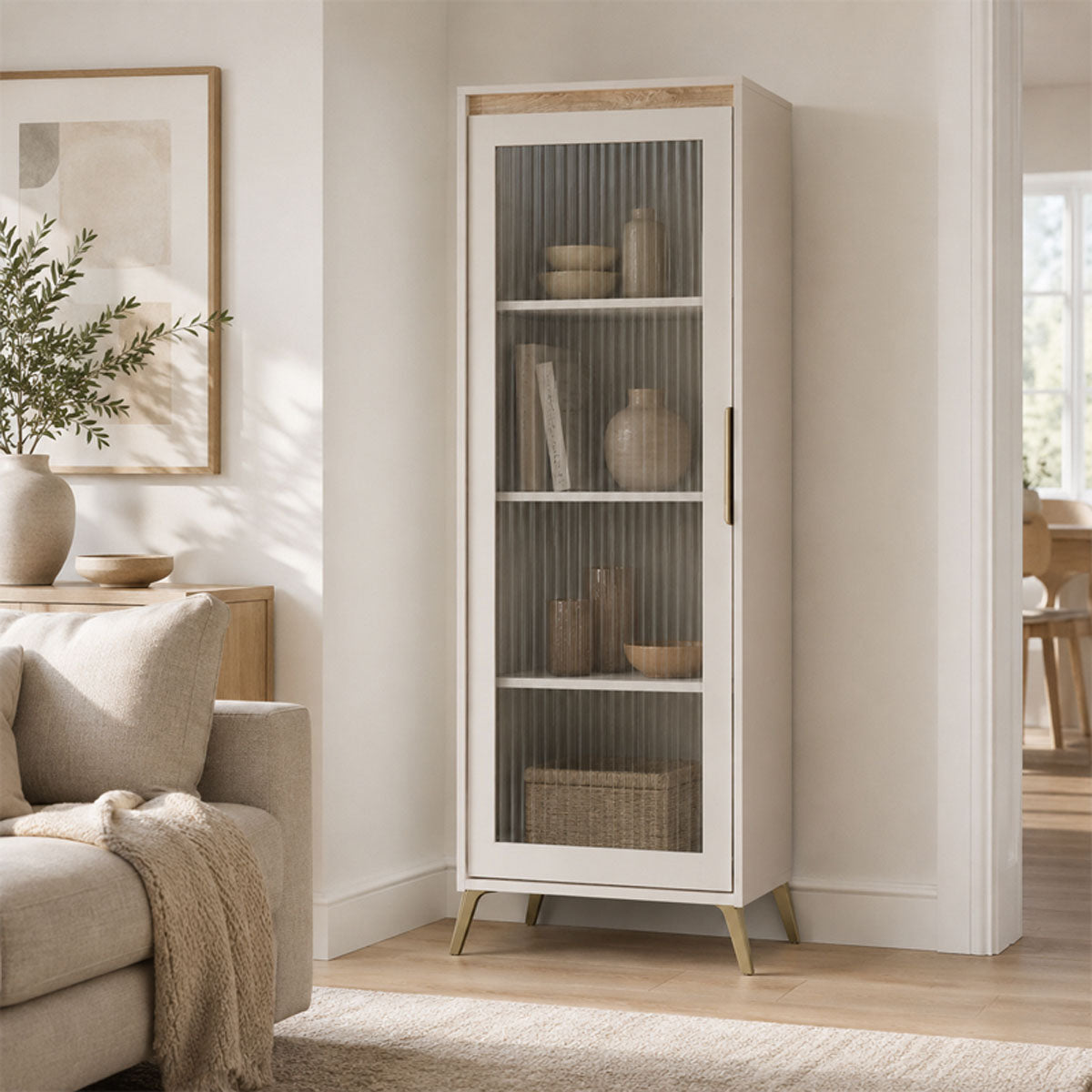 Belka Showcase Cream with Oak 55.6x45x152.6
