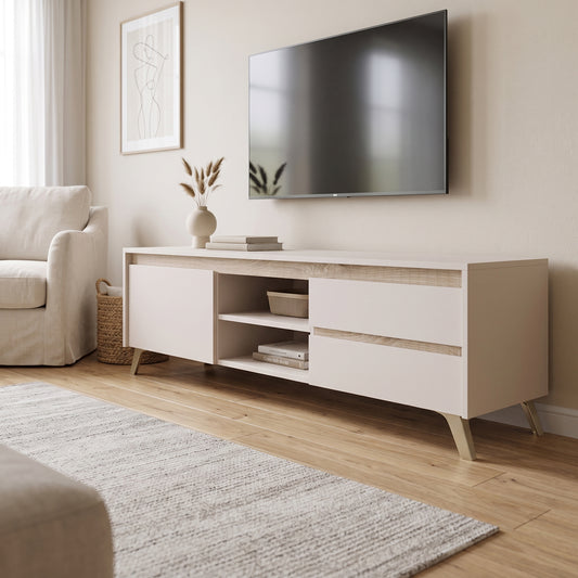 Έπιπλο Τηλεόρασης Belka Κρεμ με Oak 155x45x53,6