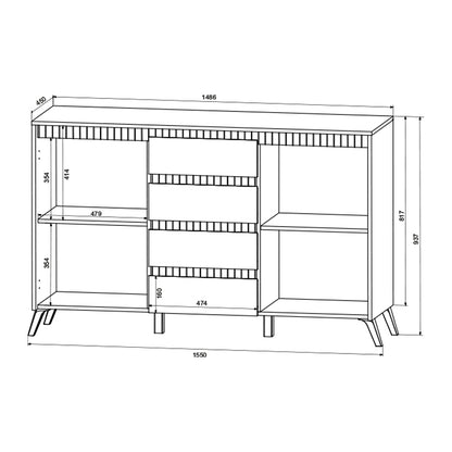 Buffet Belka Cream with Oak 155x45x93.7