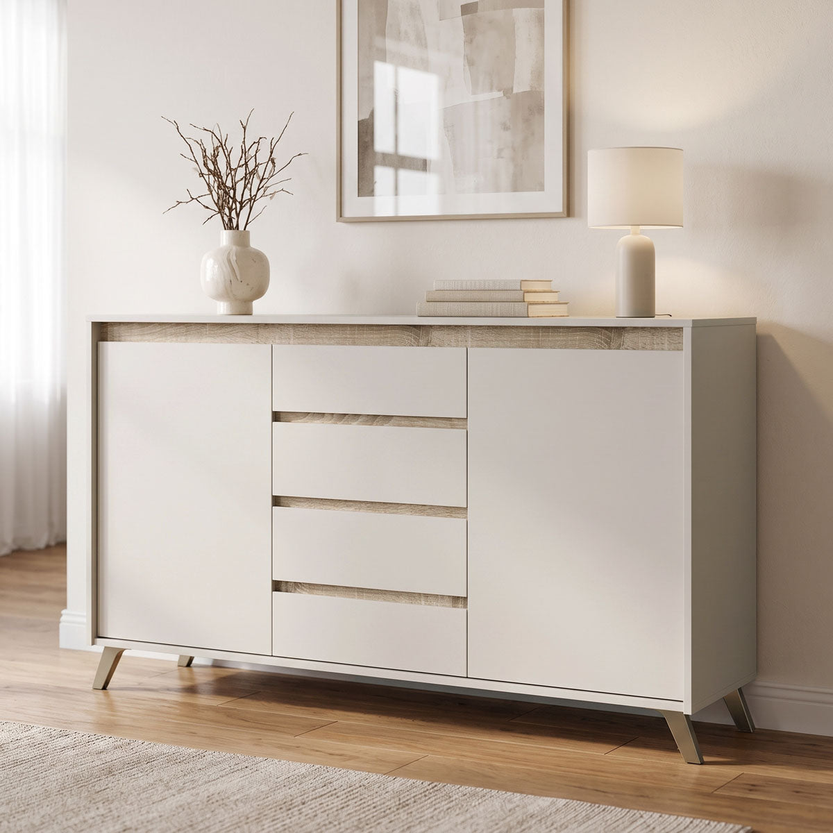 Buffet Belka Cream with Oak 155x45x93.7