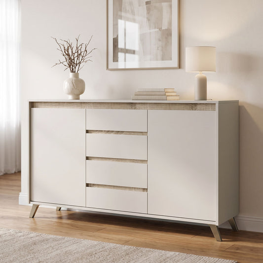 Μπουφές Belka Κρεμ με Oak 155x45x93,7