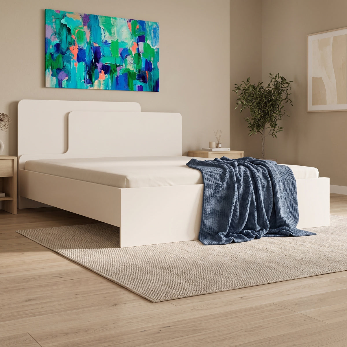 Κρεβάτι Διπλό Lucabel Κρεμ 160x200εκ
