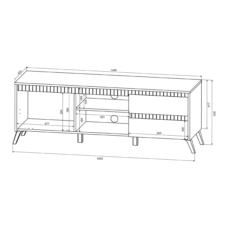 Σύνθετο Σαλονιού Belka Κρεμ με Oak 210,6x45x152,6