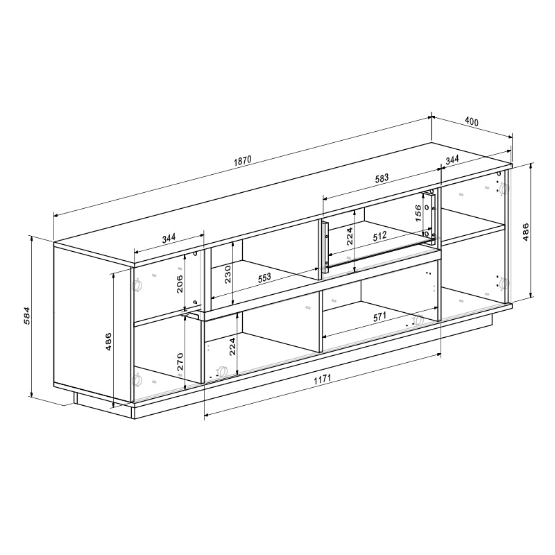 Σύνθετο Σαλονιού Norda Κρεμ με Oak 187x40x58.4