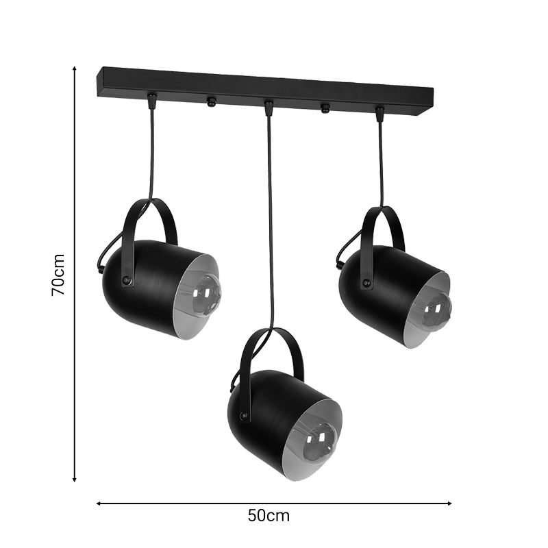 Φωτιστικό Οροφής Τρίφωτο Biole Μαύρο 50X6X70