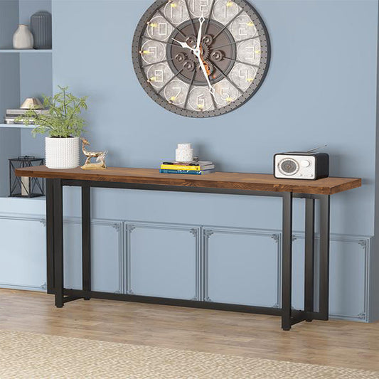 Κονσόλα Dice Μασίφ Ξύλο Πεύκου Καρυδί-Μαύρο 150x30x90