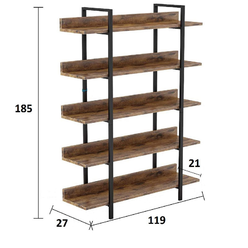Βιβλιοθήκη Almond Καρυδί-Μαύρο 119x27x185