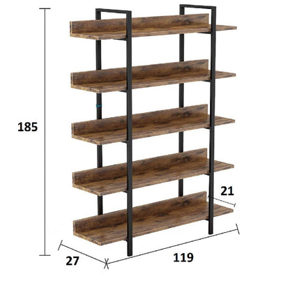 Βιβλιοθήκη Almond Καρυδί-Μαύρο 119x27x185