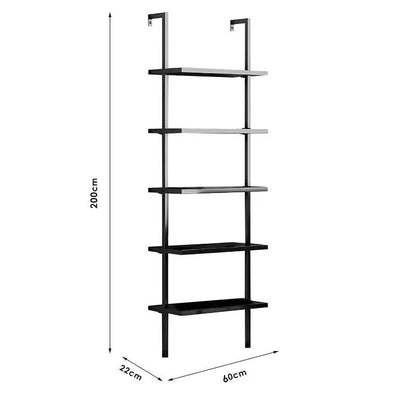 Ραφιέρα Τοίχου Harris σε Μαύρη Απόχρωση 60x22x200