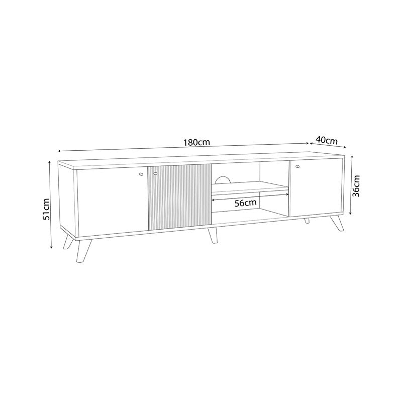 Έπιπλο Τηλεόρασης Flipter Μελαμίνης Sonoma-Μαύρο 180x40x51